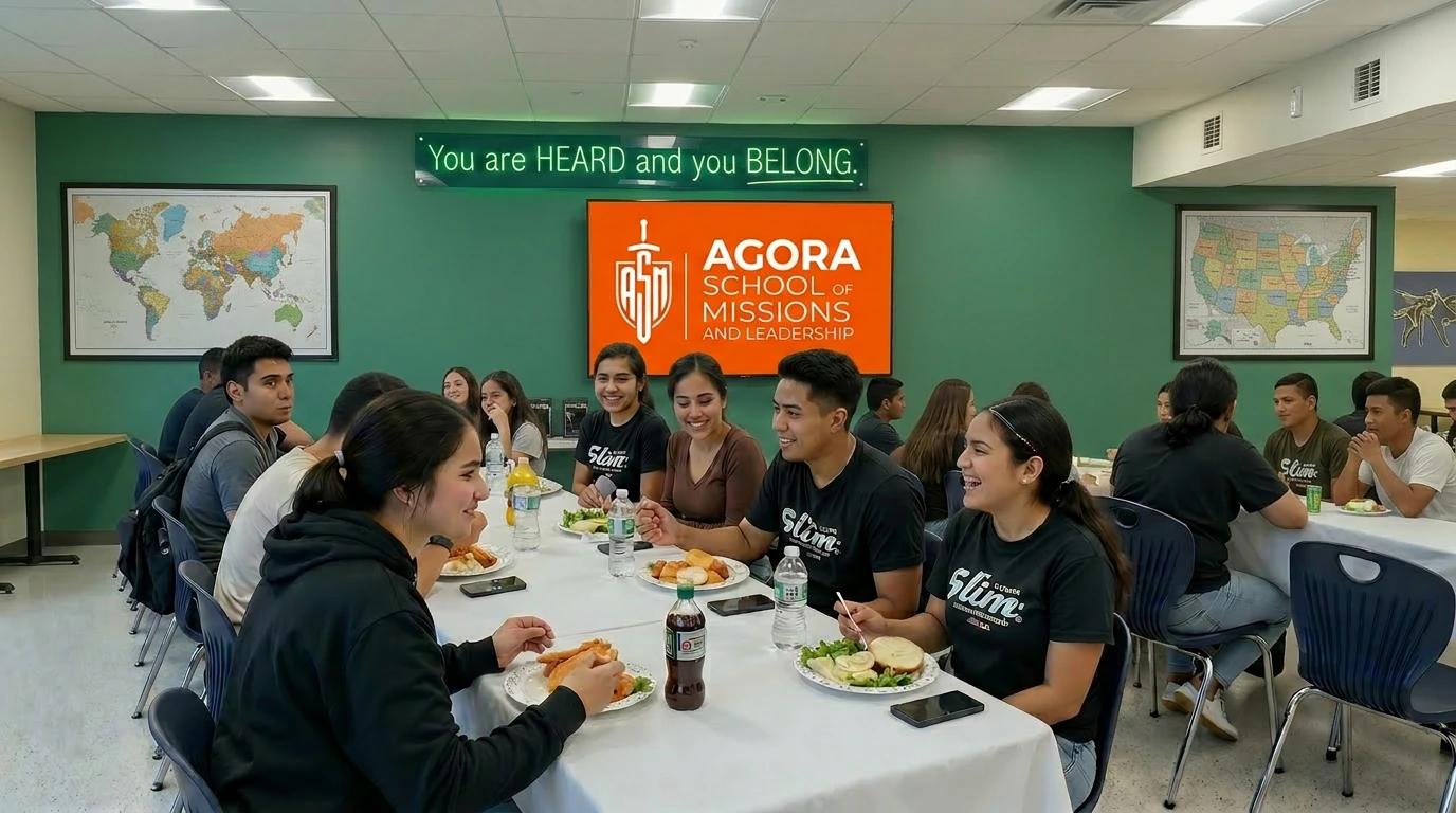AGORA students sharing a meal in community